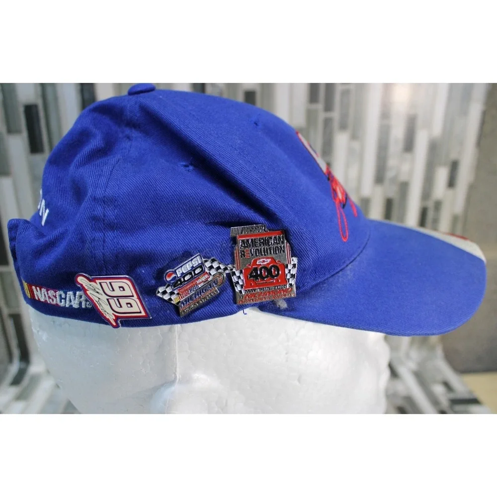 Vintage‎ Jeff Burton NASCAR Hat Blue Red #99 with 5 Pepsi 400 2005 Pins